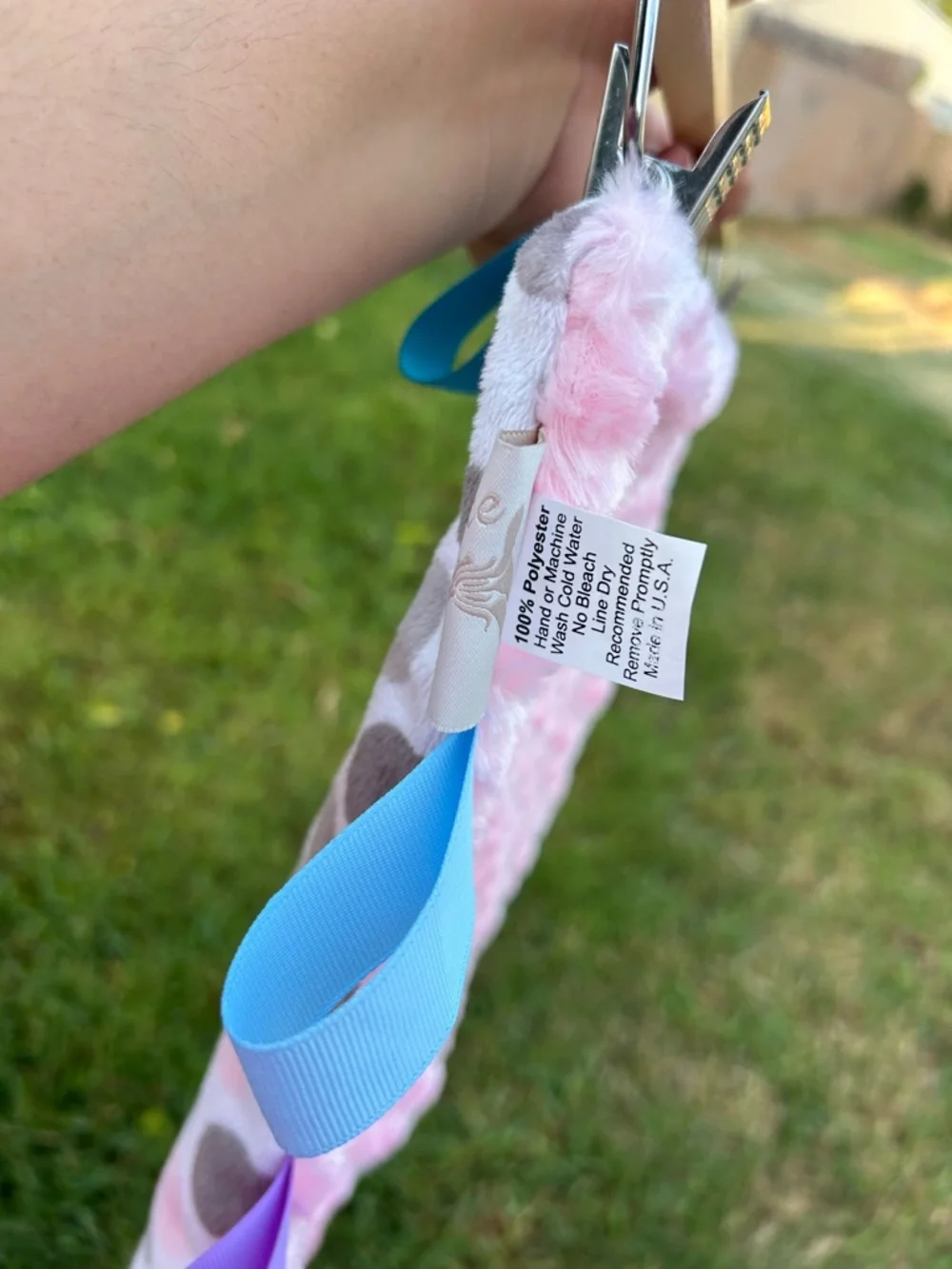 Plush Pink Tag Sensory Lovey Blanket for Kids - Soft Comfort